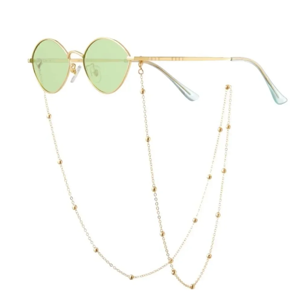 Small Frame Retro Sunnies with Chain Green Lens